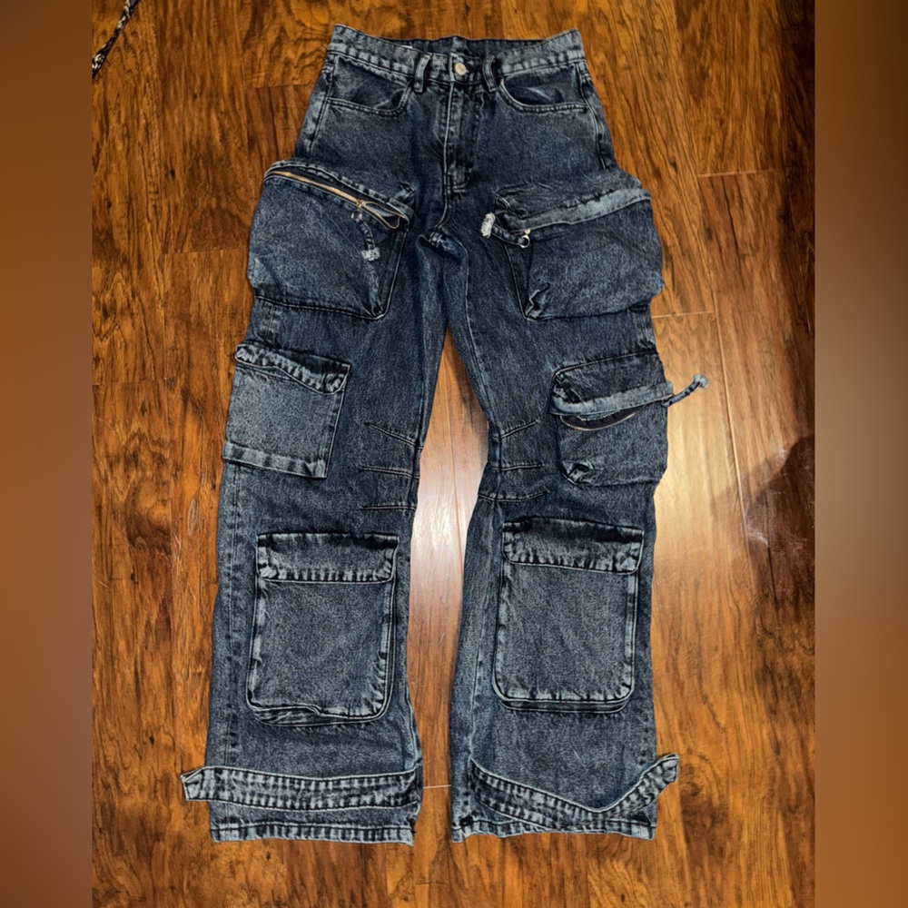 Zara Cargo Blue Denim Jeans
